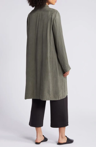 Shop Eileen Fisher Notched Lapel Longline Coat In Grove
