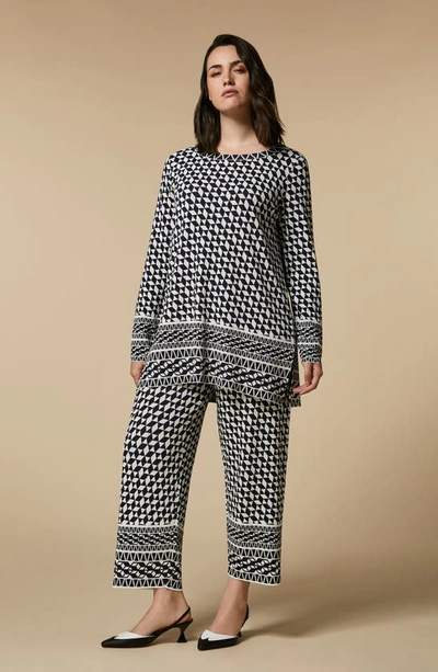 Shop Marina Rinaldi Geo Jacquard Knit Pants In Ultramarine
