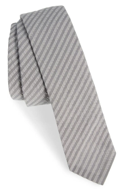 Shop Thom Browne Cotton Seersucker Tie In Light Grey