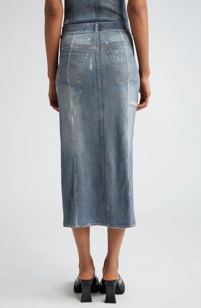 Acne Studios Rib Cotton Print Skirt In Denim Blue