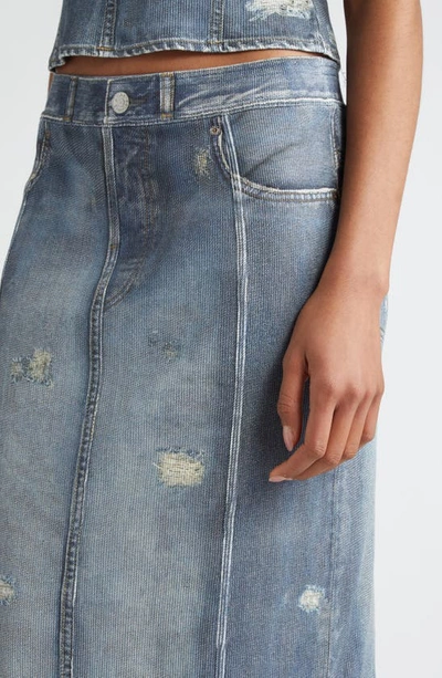Acne Studios Rib Cotton Print Skirt In Denim Blue