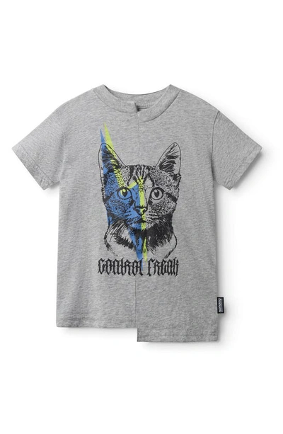 Shop Nununu Kids' Cat Control T-shirt In Heather Grey