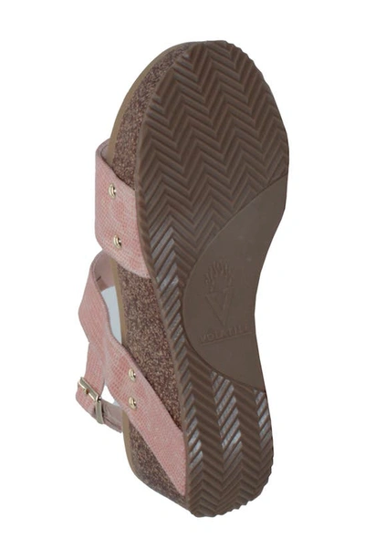 Volatile Summer Love Platform Wedge Sandal In Blush Snake Embossed