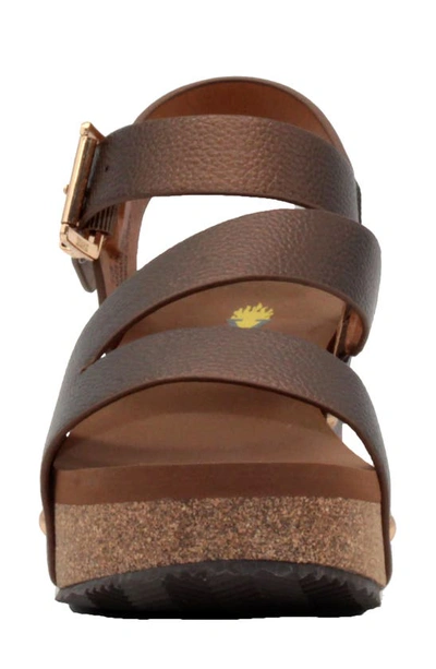 Volatile Biloxi Platform Wedge Sandal In Bronze Metallic Faux Leather