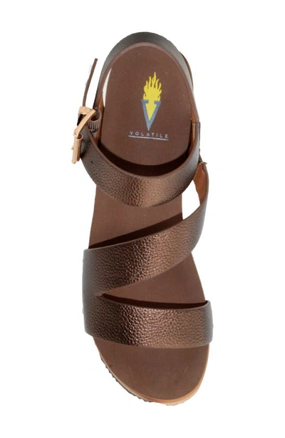 Volatile Biloxi Platform Wedge Sandal In Bronze Metallic Faux Leather