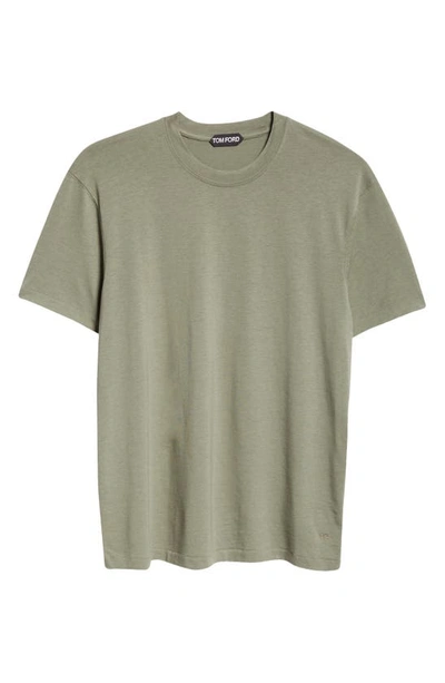 Shop Tom Ford Short Sleeve Crewneck T-shirt In Pale Army