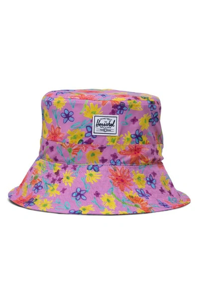Shop Herschel Supply Co Kids' Beach Bucket Hat In Scribble Floral