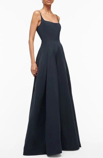 Shop Staud Maxi Joli Gown In Navy