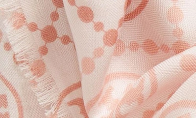 Shop Tory Burch T-monogram Print Silk Oblong Scarf In Pink