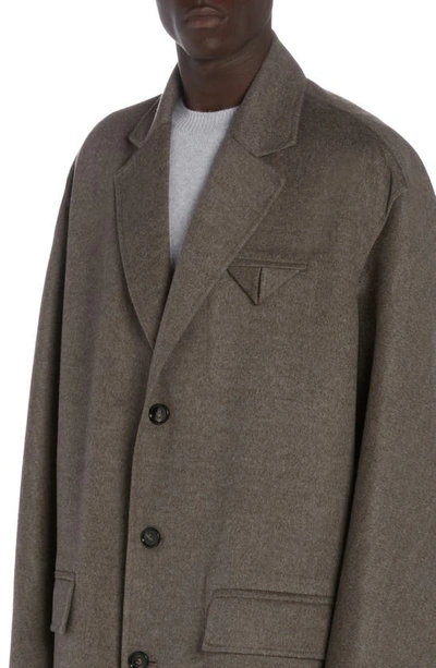 Shop Bottega Veneta Double Face Wool & Cashmere Topcoat In Peppercorn Melange