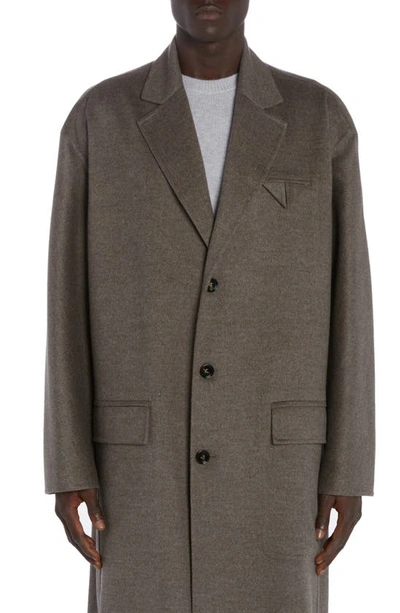 Shop Bottega Veneta Double Face Wool & Cashmere Topcoat In Peppercorn Melange