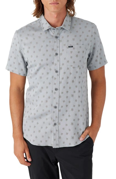 Shop O'neill Quiver Stretch Short Sleeve Button-up Shirt In Fog
