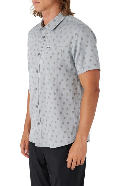 Shop O'neill Quiver Stretch Short Sleeve Button-up Shirt In Fog