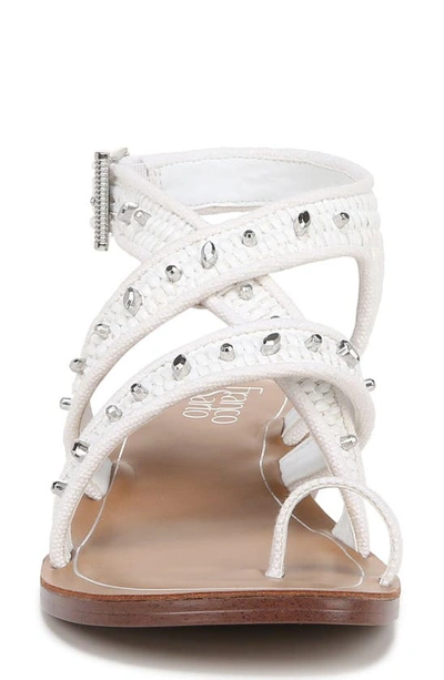 Franco Sarto Ina Toe Loop Sandal In White Studded
