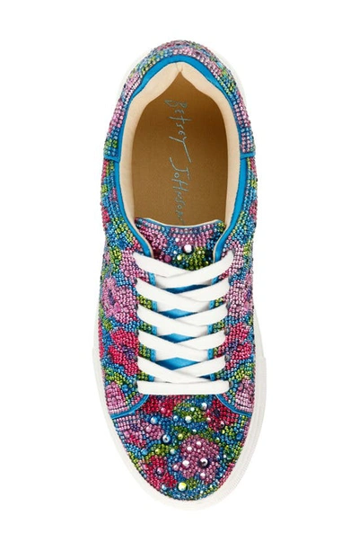 Shop Betsey Johnson Sidny Crystal Pavé Platform Sneaker In Blue Poppy