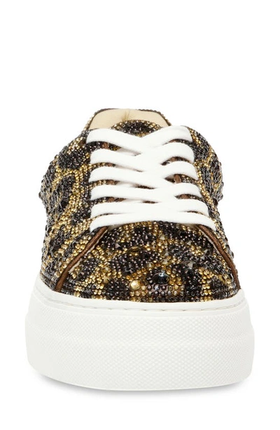 Shop Betsey Johnson Sidny Crystal Pavé Platform Sneaker In Leopard