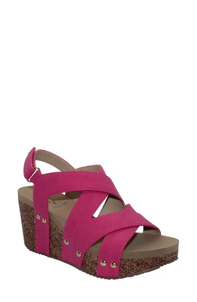 Shop Volatile Tory Crisscross Wedge Sandal In Fuchsia