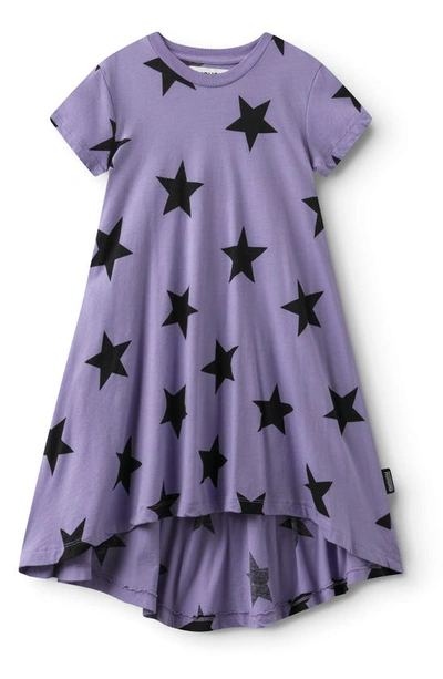 Shop Nununu Kids' Star Print Cotton Swing Dress In Mauve Mist