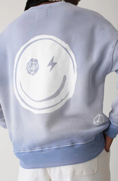 Shop Electric & Rose Atlas Good Vybes Cotton Graphic Sweatshirt In Stone Blue