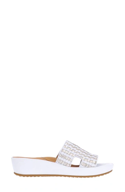 Shop L'amour Des Pieds Cusaro Platform Wedge Slide Sandal In White/ Gold