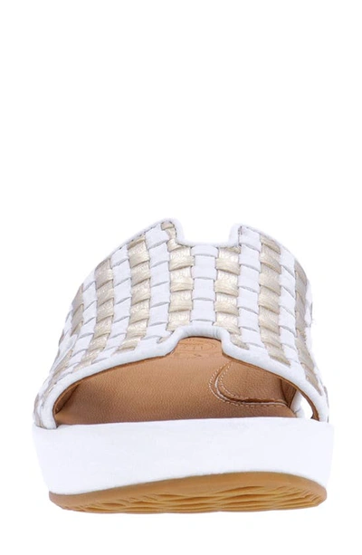 L'amour Des Pieds Cusaro Platform Wedge Slide Sandal In White/ Gold