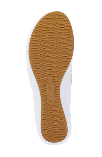 L'amour Des Pieds Cusaro Platform Wedge Slide Sandal In White/ Gold