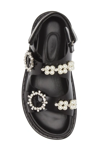 Shop Simone Rocha Embellished Platform Sandal In Black/ Pearl/ Clear