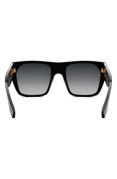 Shop Fendi Baguette 54mm Square Sunglasses In Shiny Black / Gradient Smoke