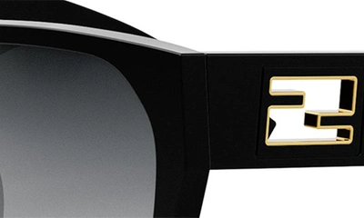 Shop Fendi Baguette 54mm Square Sunglasses In Shiny Black / Gradient Smoke