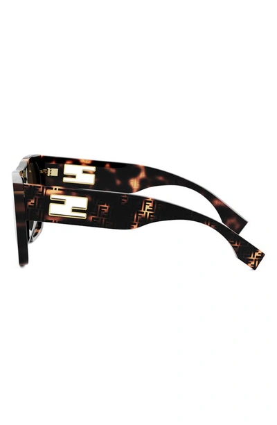 Shop Fendi Baguette 54mm Square Sunglasses In Havana / Brown
