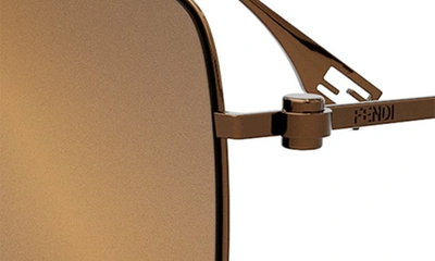 Shop Fendi The  Baguette 55mm Geometric Sunglasses In Shiny Light Brown / Mirror