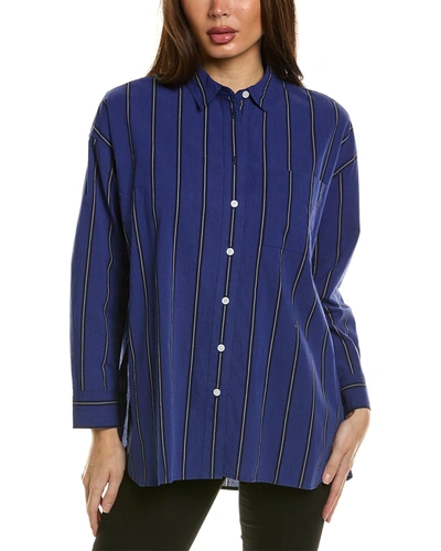 Shop Madewell The Signature Poplin Oversized Shirt In Blue