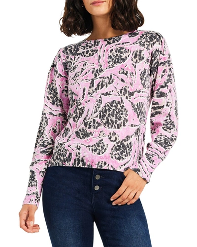 Shop Nic + Zoe Petal Dot Femme Sleeve Sweater In Pink
