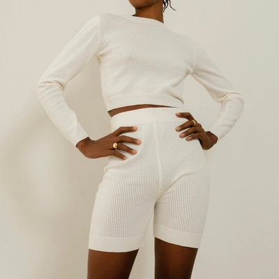 Shop Alohas Rookie Cream Tricot Shorts In White