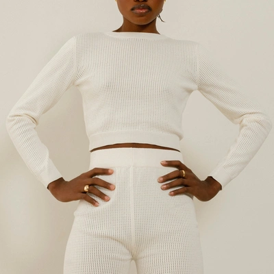 Shop Alohas Roy Cream Tricot Sweater In White