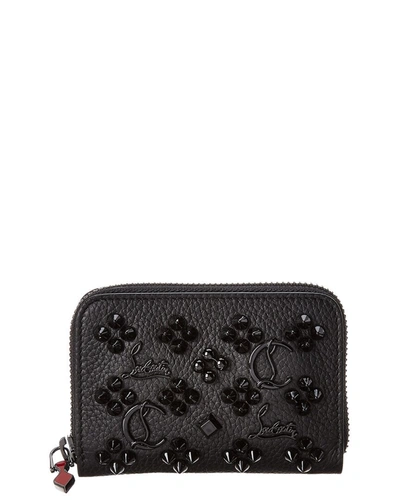 Shop Christian Louboutin Panettone Studded Leather Coin Purse In Black