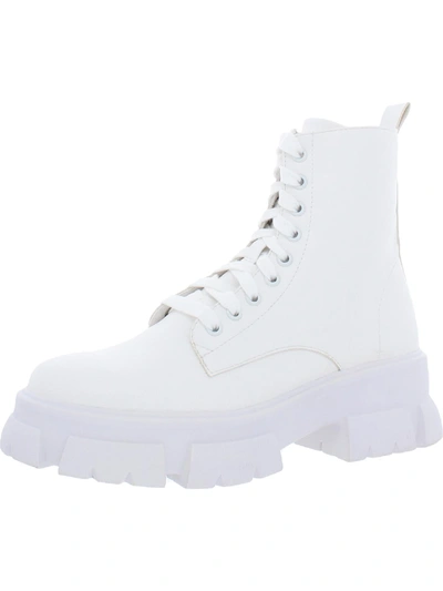 Shop Steve Madden Thora Womens Lugged Sole Combat & Lace-up Boots In White