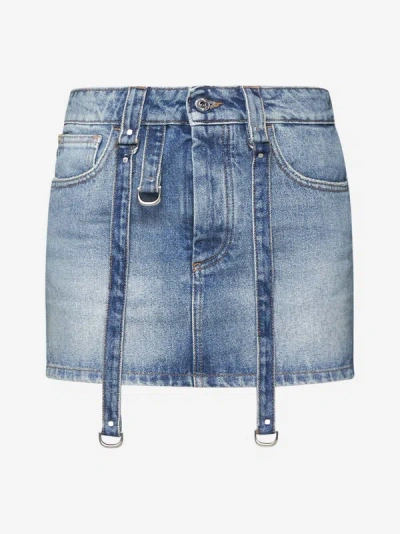 Shop Off-white Denim Cargo Miniskirt In Blue