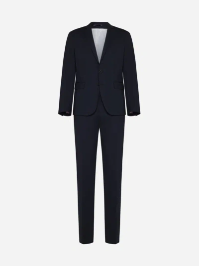 Shop Dsquared2 Paris Wool Single-breasted Suit In Navy Blue