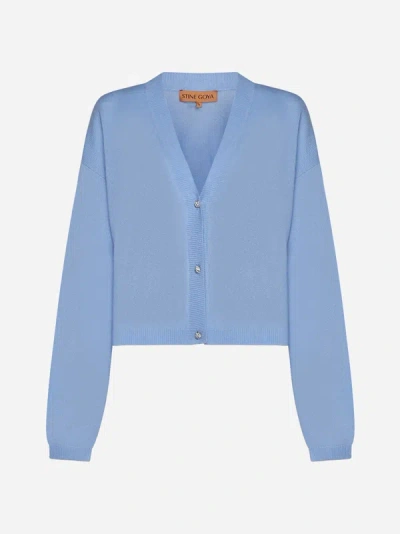 Shop Stine Goya Emmaly Wool And Silk Cardigan In Light Blue