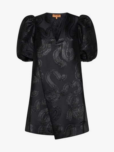 Shop Stine Goya Brethel Lame' Embroidered Mini Dress In Black,silver