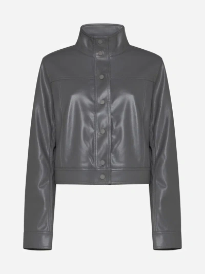 Shop Stine Goya Saige Vegan Leather Jacket In Grey