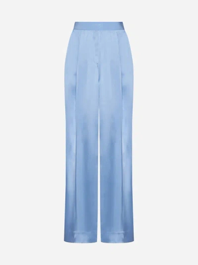 Shop Stine Goya Ciara Viscose Satin Trousers In Winter Sky