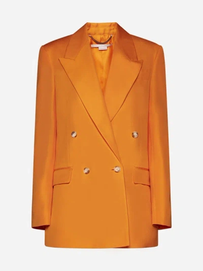 Shop Stella Mccartney Viscose Double-breasted Blazer In Bright Orange