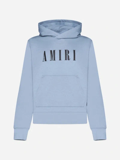 Shop Amiri Logo Cotton Hoodie In Ashley Blue