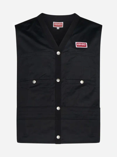 Shop Kenzo Tactical Cotton Vest In Black