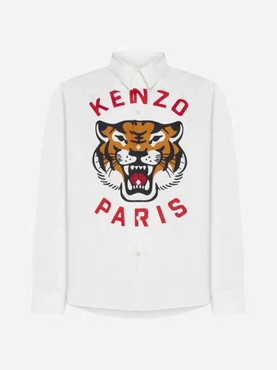 Shop Kenzo Lucky Tiger Cotton Shirt In White