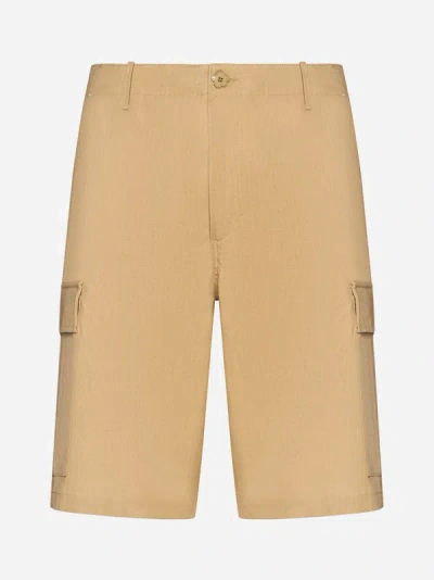Kenzo Cargo Workwear Shorts Floral Graphic In Camel