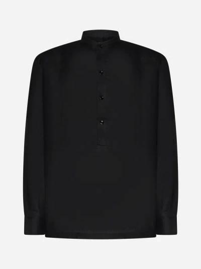 Shop Pt Torino Mariner Linen Shirt In Black