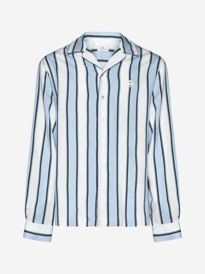 Shop Etro Striped Viscose-blend Shirt In Multicolor